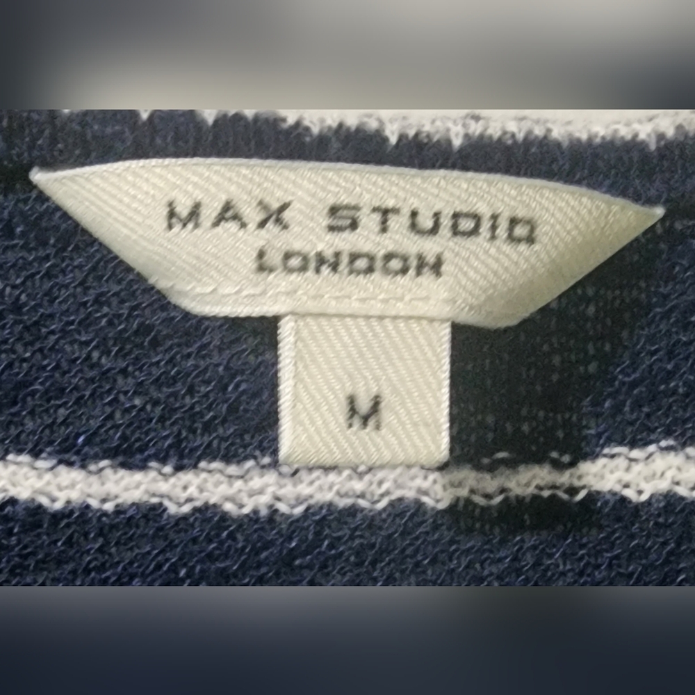 Max Studio Navy & White Striped Crop Top - Picture 3 of 4